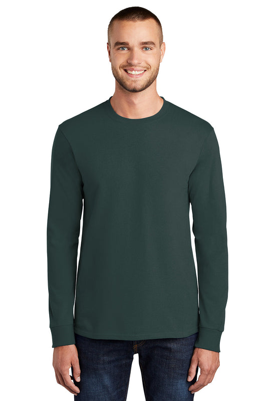 Mens Essential Long Sleeve Crewneck T-Shirt - Dark Green