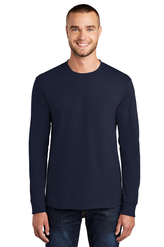 Mens Essential Long Sleeve Crewneck T-Shirt - Deep Navy Blue