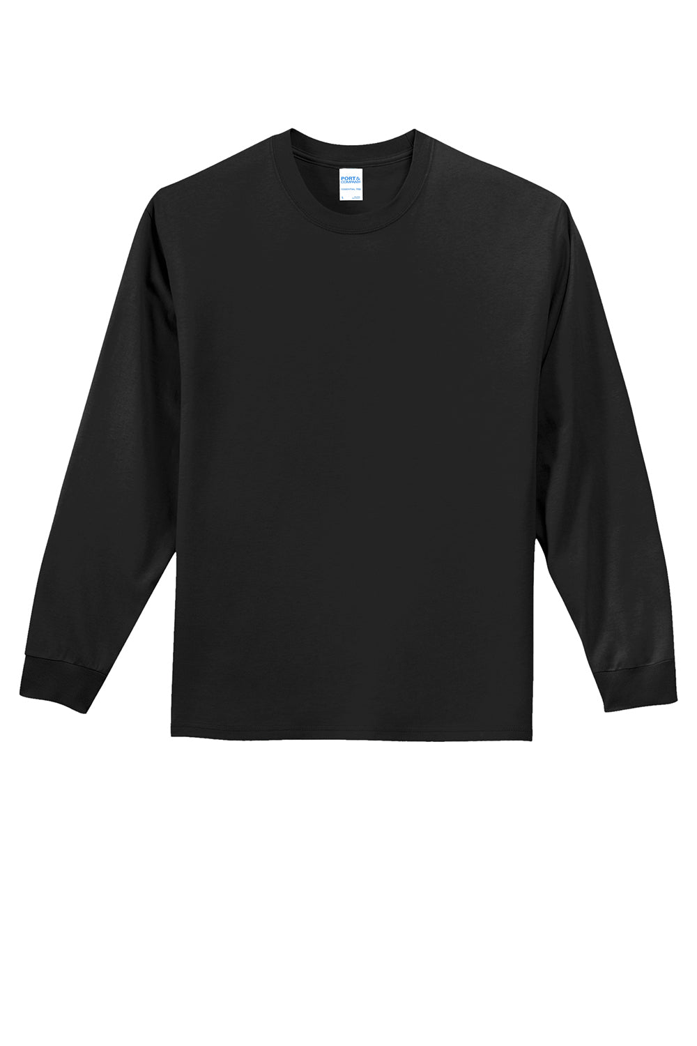 Mens Essential Long Sleeve Crewneck T-Shirt - Jet Black