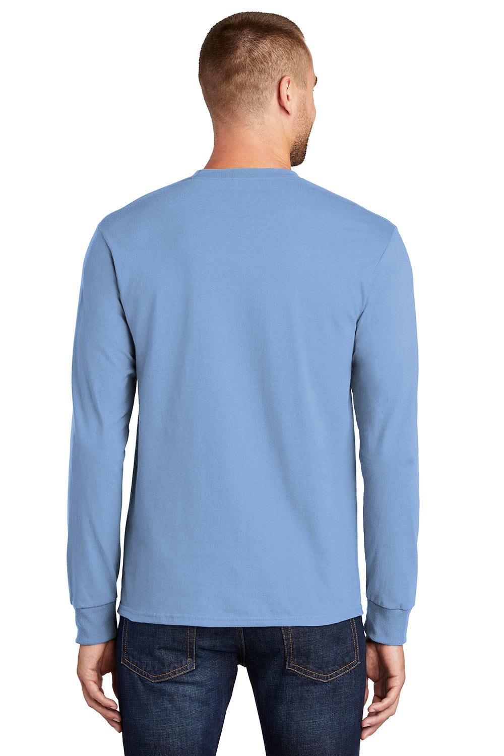 Mens Essential Long Sleeve Crewneck T-Shirt - Light Blue