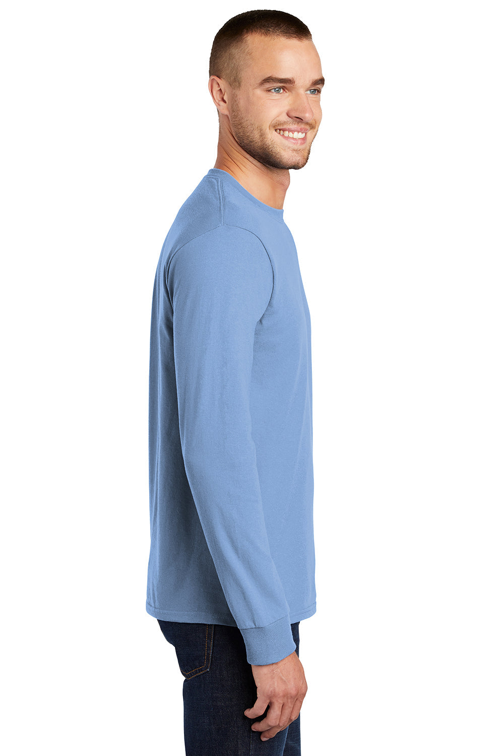 Mens Essential Long Sleeve Crewneck T-Shirt - Light Blue