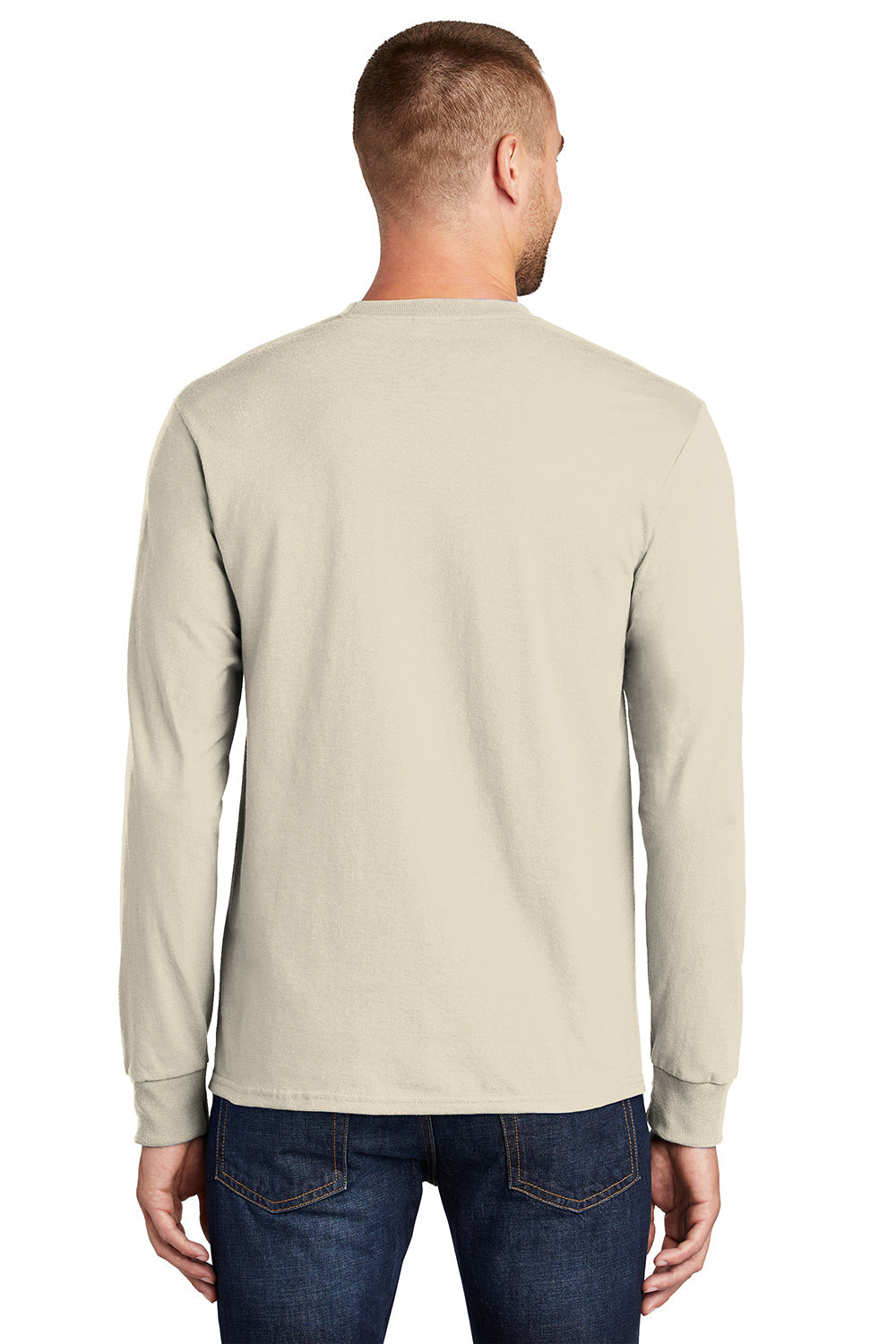 Mens Essential Long Sleeve Crewneck T-Shirt - Natural