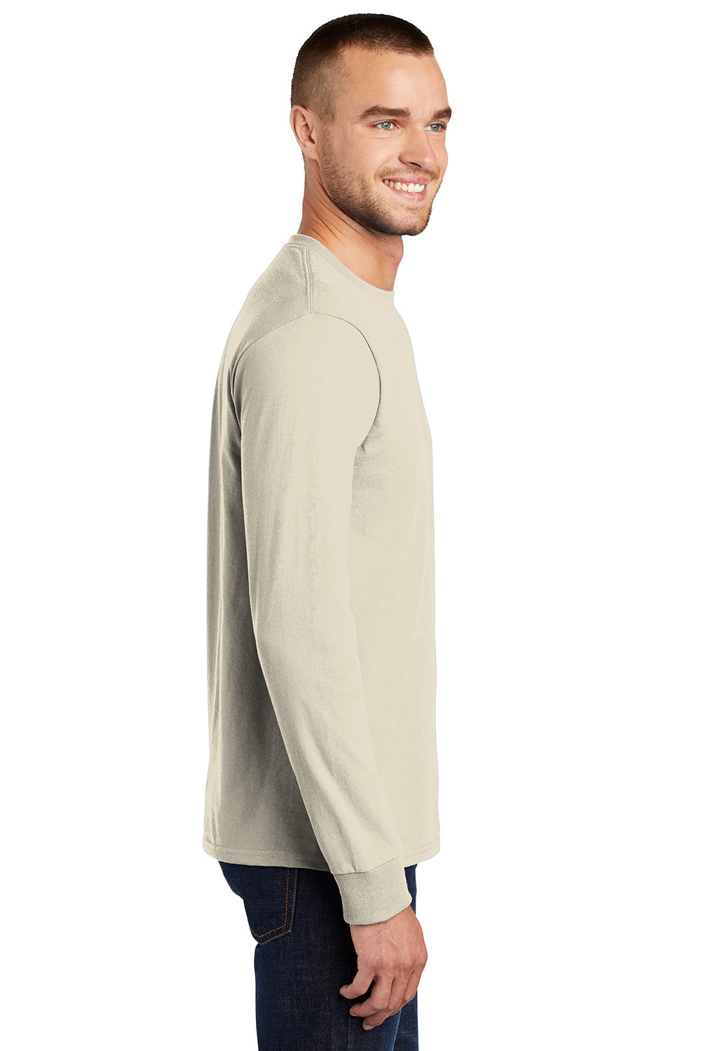 Mens Essential Long Sleeve Crewneck T-Shirt - Natural