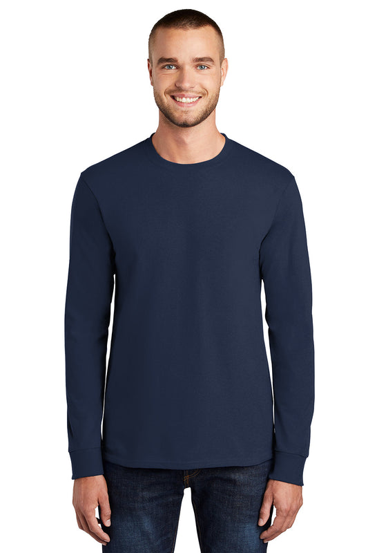 Mens Essential Long Sleeve Crewneck T-Shirt - Navy Blue