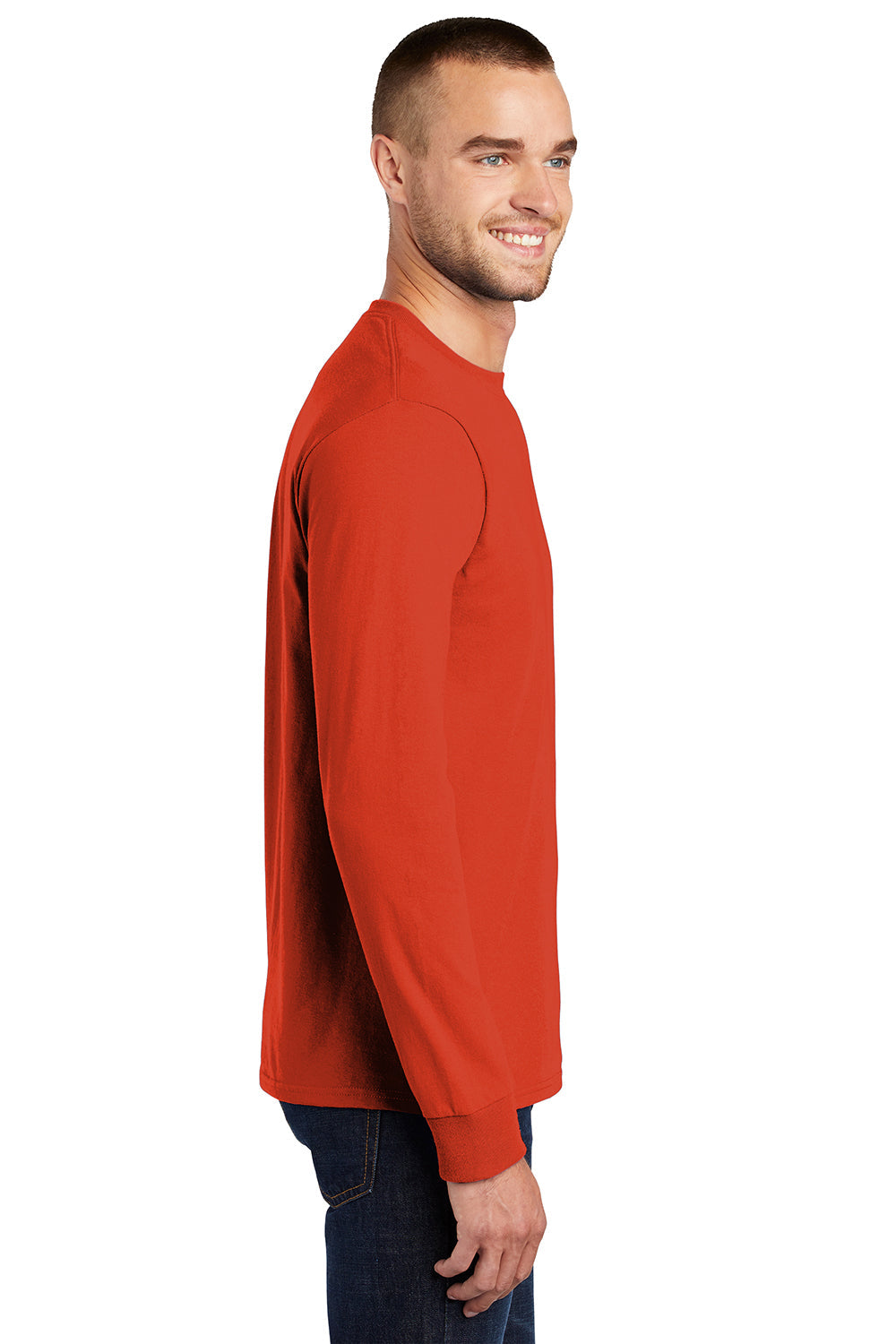 Mens Essential Long Sleeve Crewneck T-Shirt - Orange