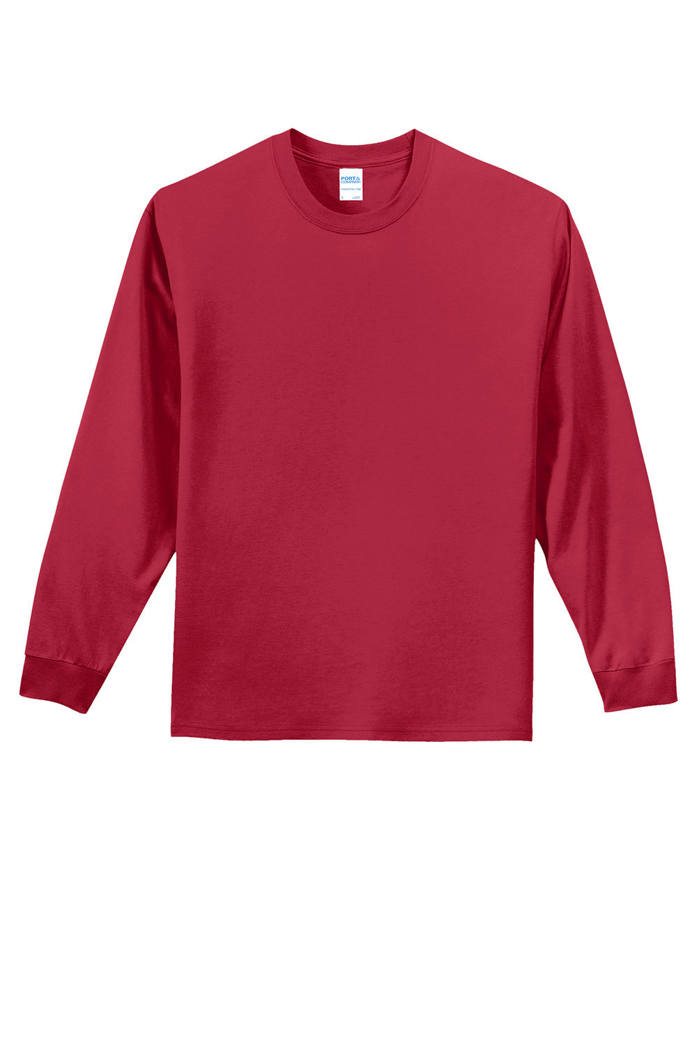 Mens Essential Long Sleeve Crewneck T-Shirt - Red