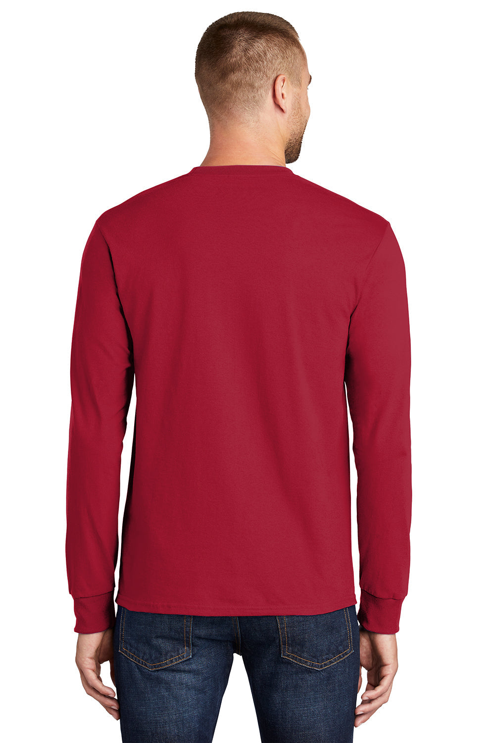 Mens Essential Long Sleeve Crewneck T-Shirt - Red