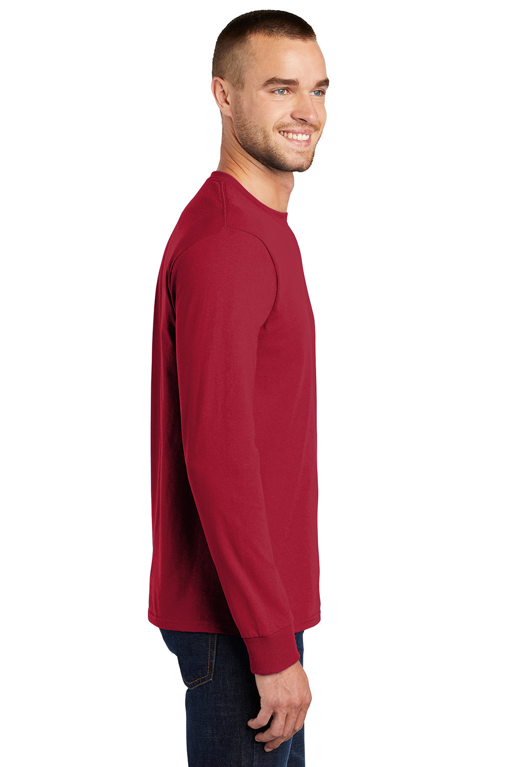 Mens Essential Long Sleeve Crewneck T-Shirt - Red