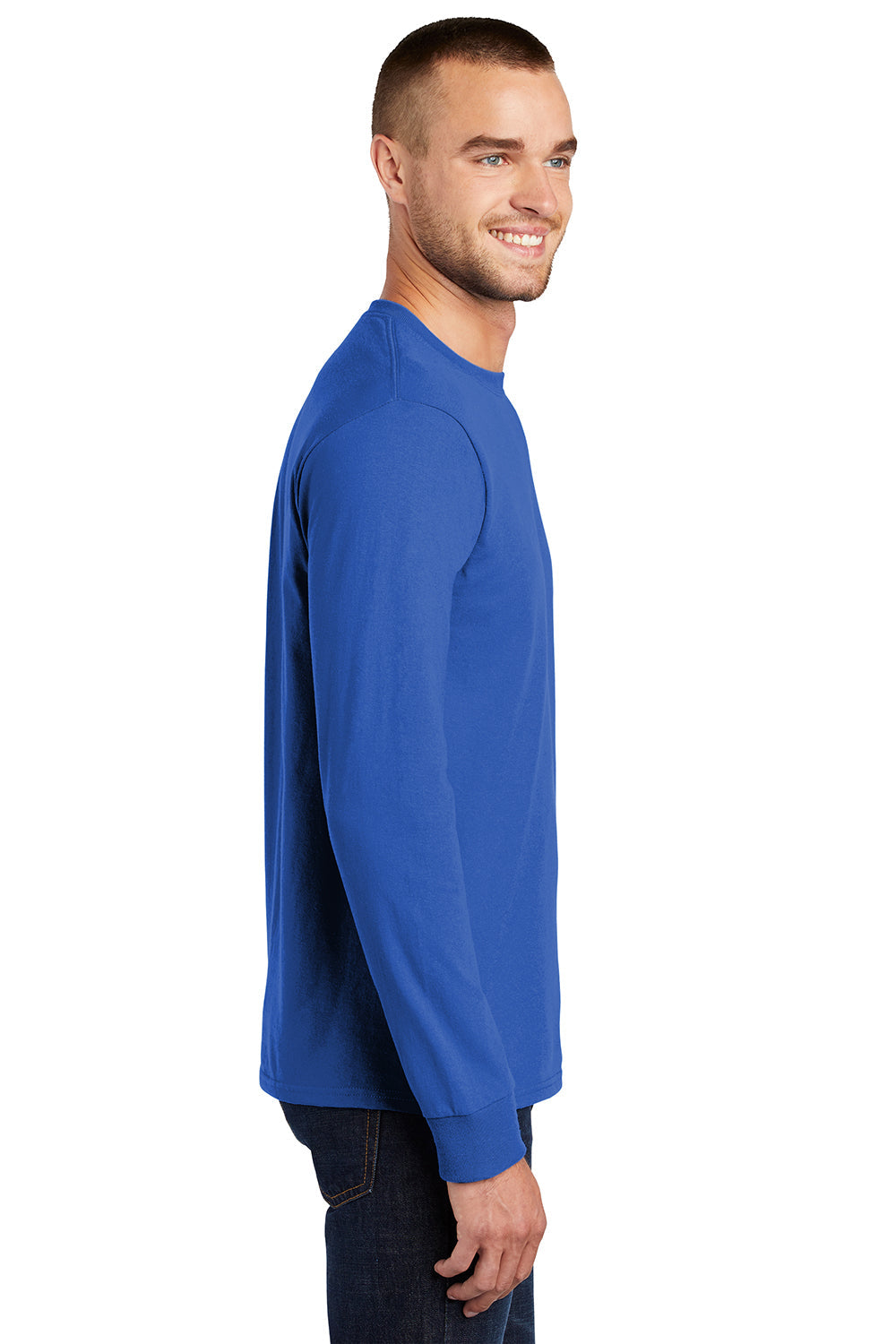 Mens Essential Long Sleeve Crewneck T-Shirt - Royal Blue