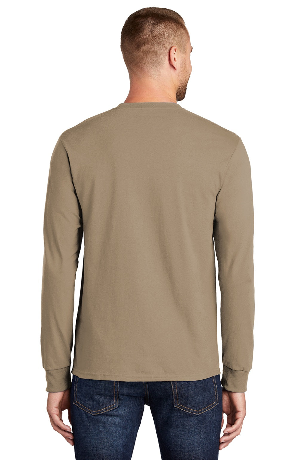 Mens Essential Long Sleeve Crewneck T-Shirt - Sand Brown
