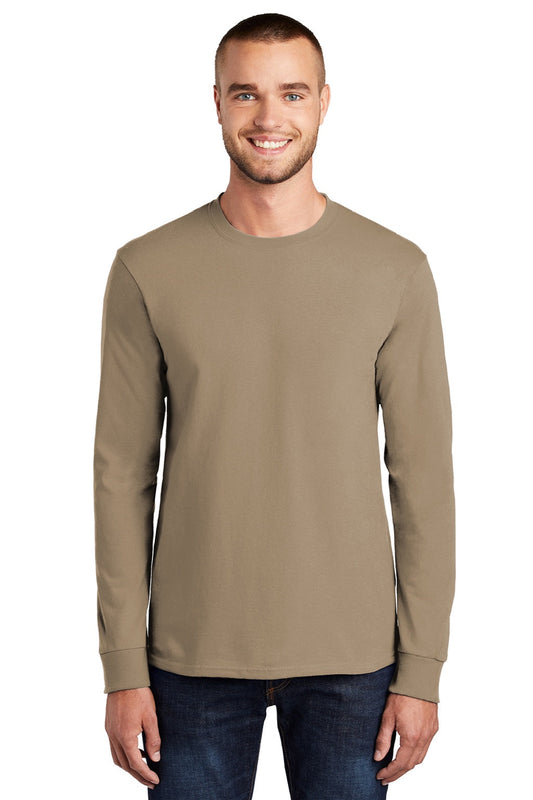 Mens Essential Long Sleeve Crewneck T-Shirt - Sand Brown