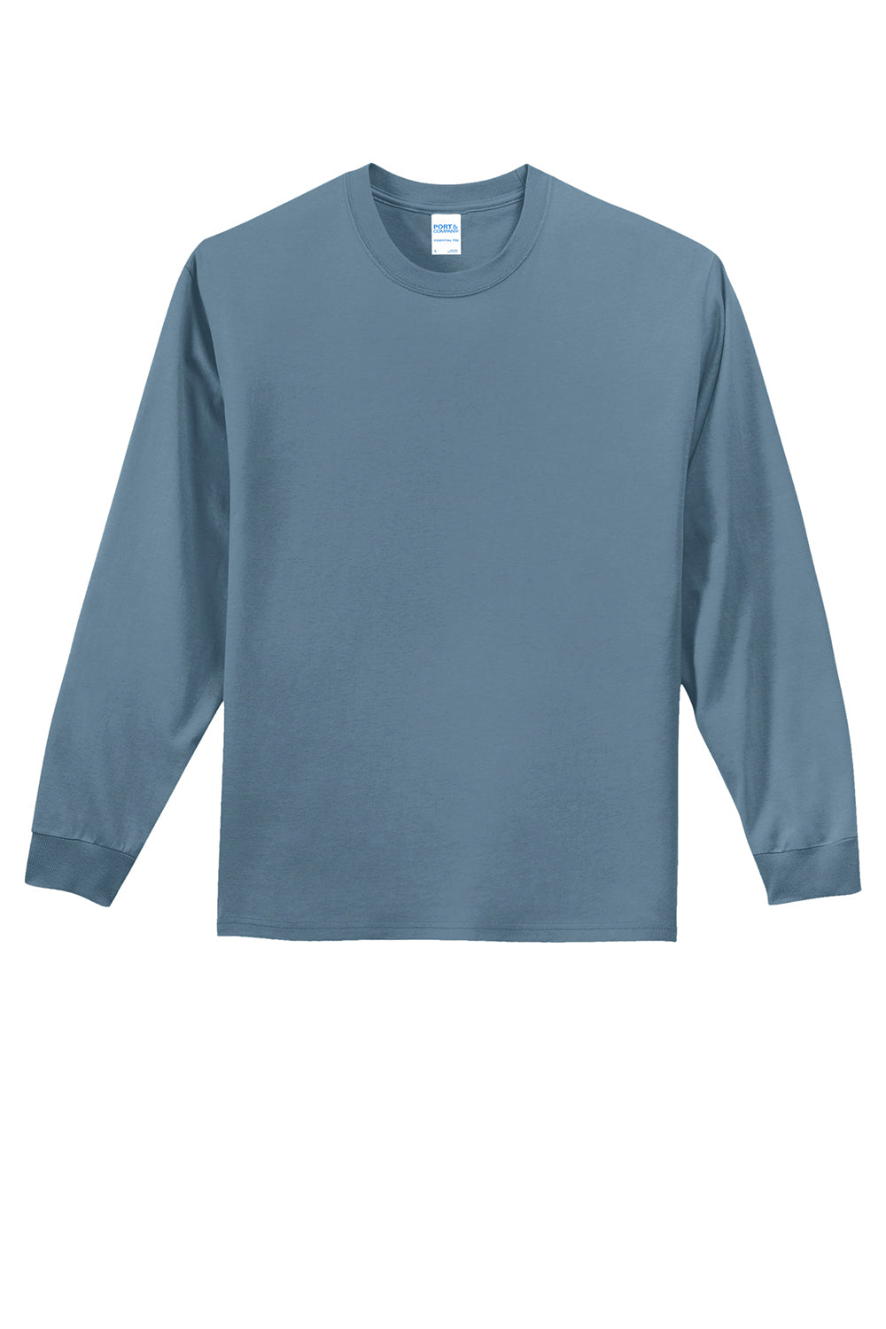 Mens Essential Long Sleeve Crewneck T-Shirt - Stonewashed Blue