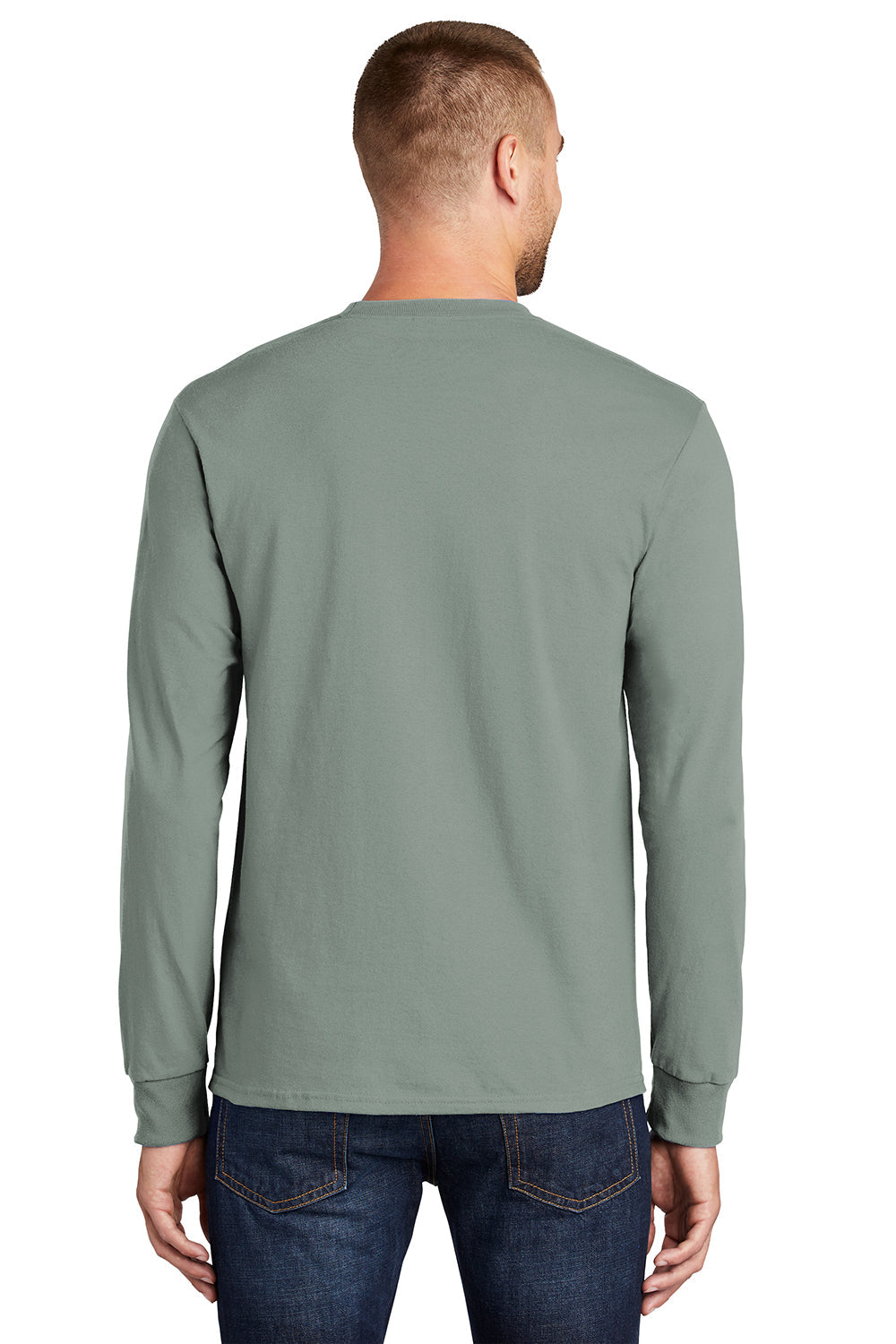 Mens Essential Long Sleeve Crewneck T-Shirt - Stonewashed Green