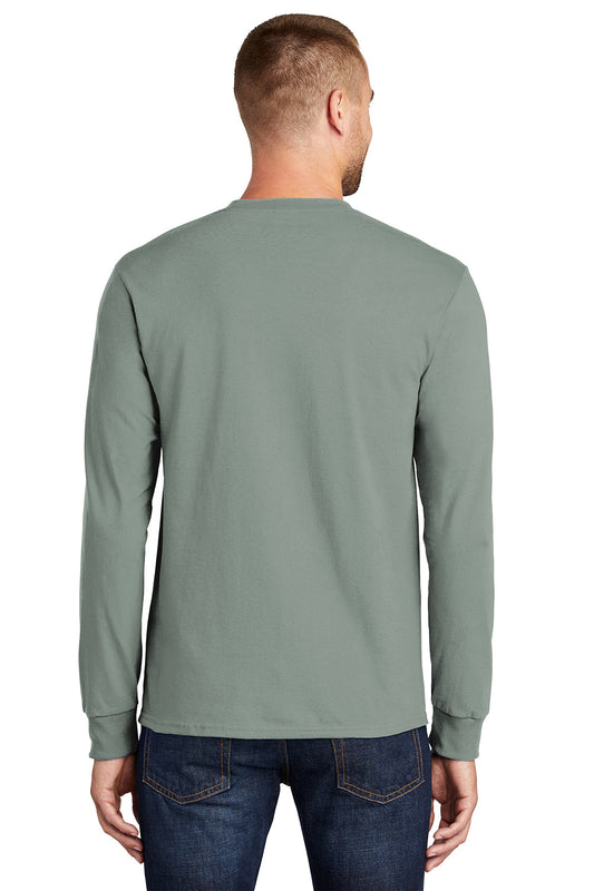 Mens Essential Long Sleeve Crewneck T-Shirt - Stonewashed Green
