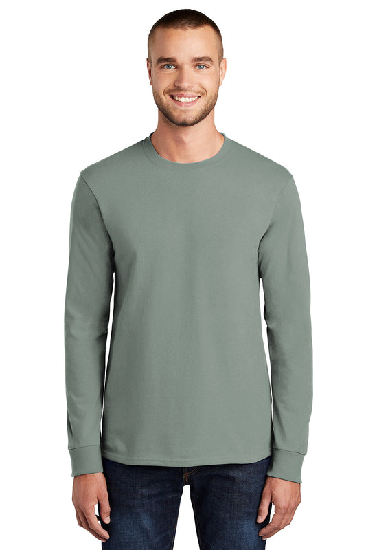 Mens Essential Long Sleeve Crewneck T-Shirt - Stonewashed Green