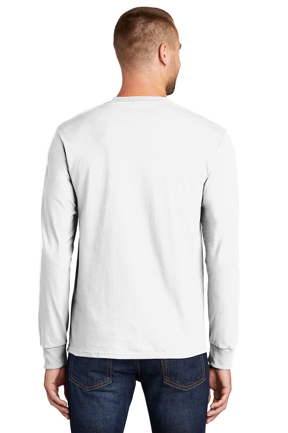 Mens Essential Long Sleeve Crewneck T-Shirt - White