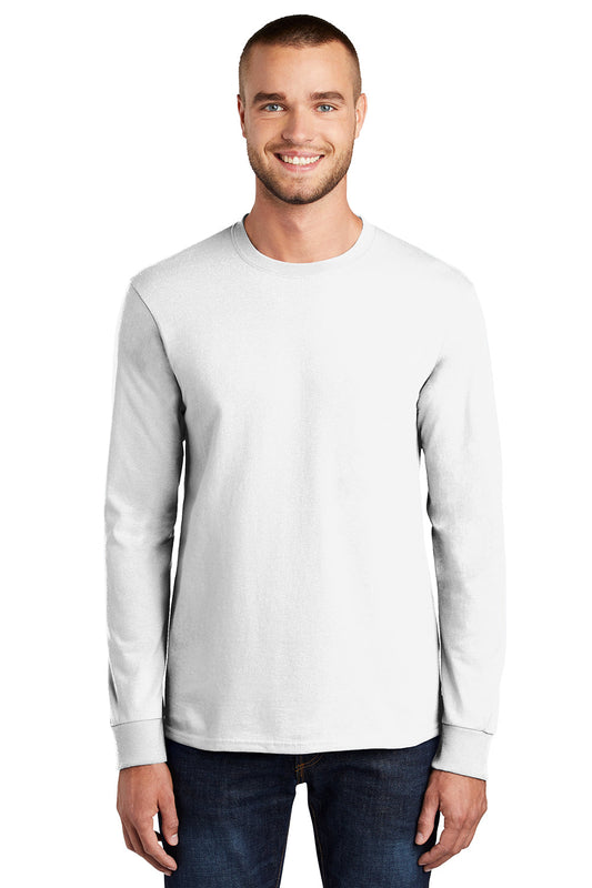 Mens Essential Long Sleeve Crewneck T-Shirt - White
