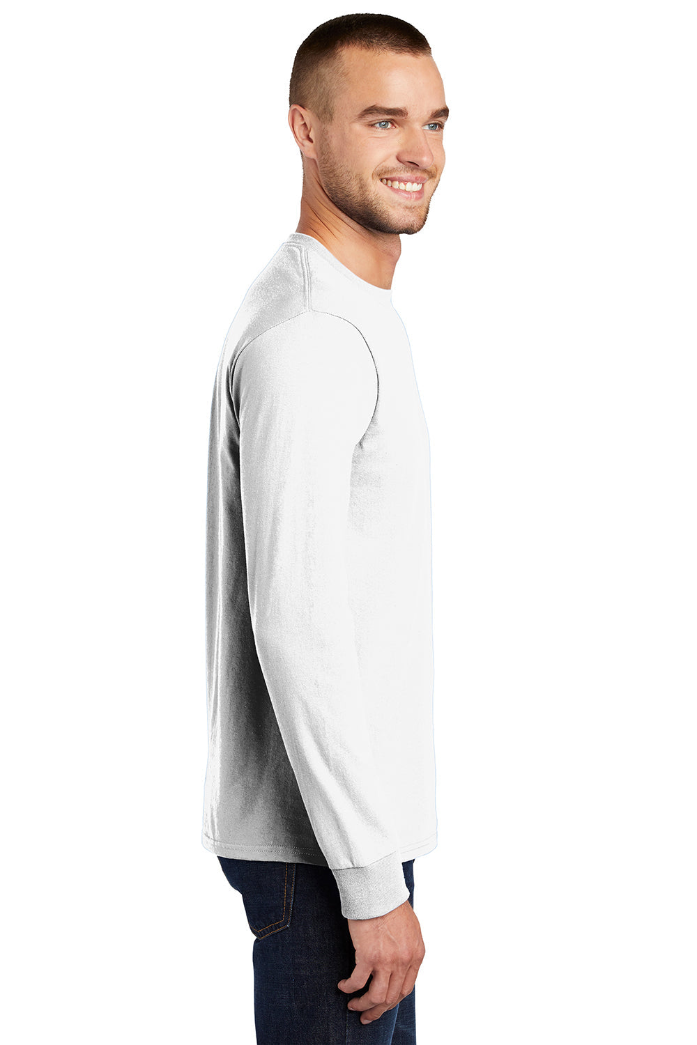 Mens Essential Long Sleeve Crewneck T-Shirt - White