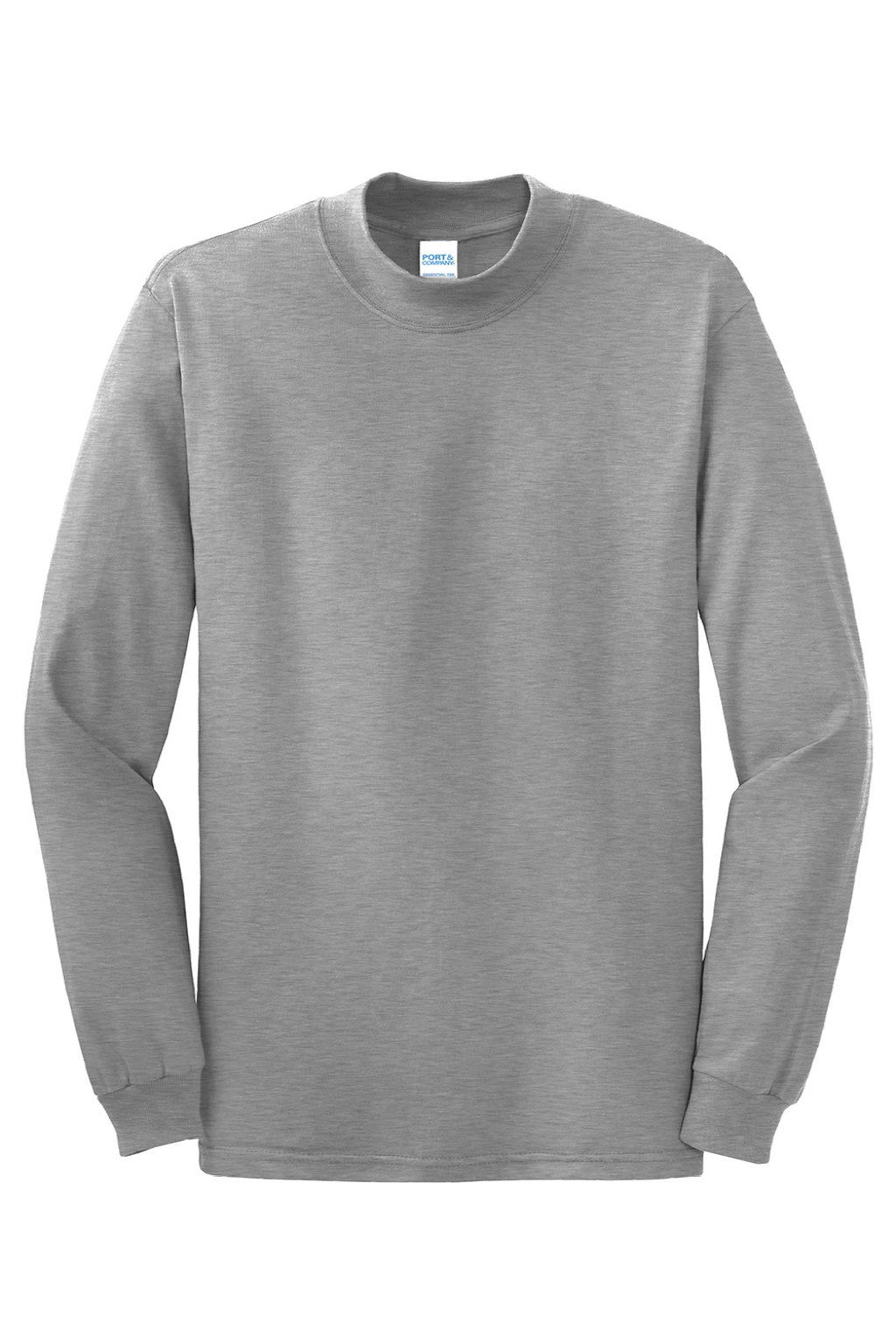 Mens Essential Long Sleeve Mock Neck T-Shirt - Heather Grey
