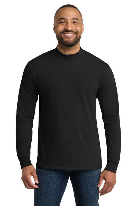 Mens Essential Long Sleeve Mock Neck T-Shirt - Jet Black