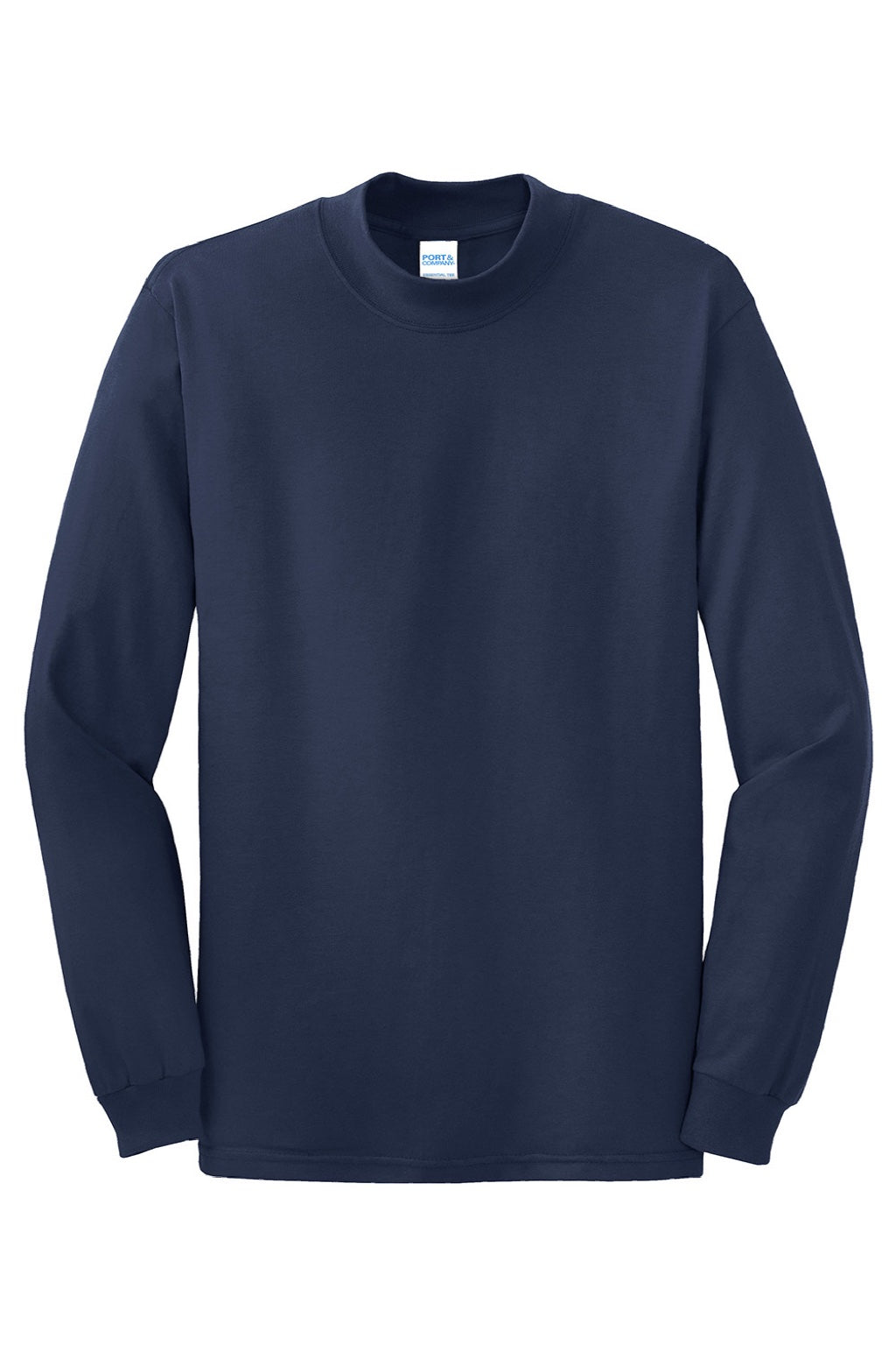 Mens Essential Long Sleeve Mock Neck T-Shirt - Navy Blue