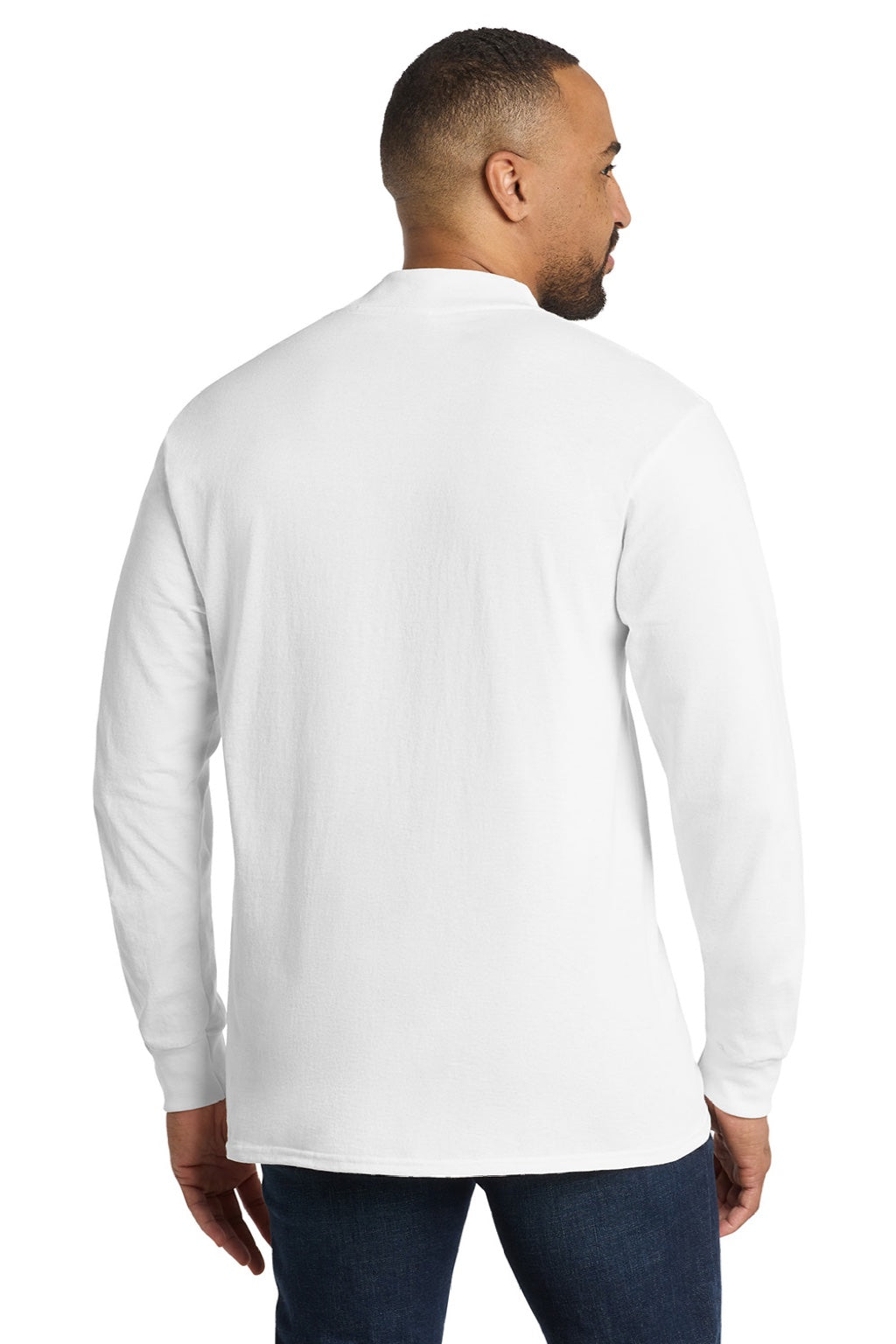 Mens Essential Long Sleeve Mock Neck T-Shirt - White
