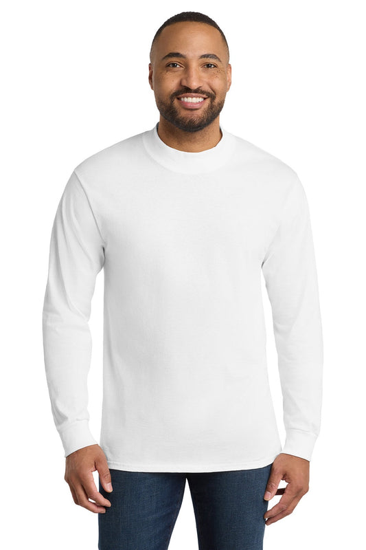 Mens Essential Long Sleeve Mock Neck T-Shirt - White
