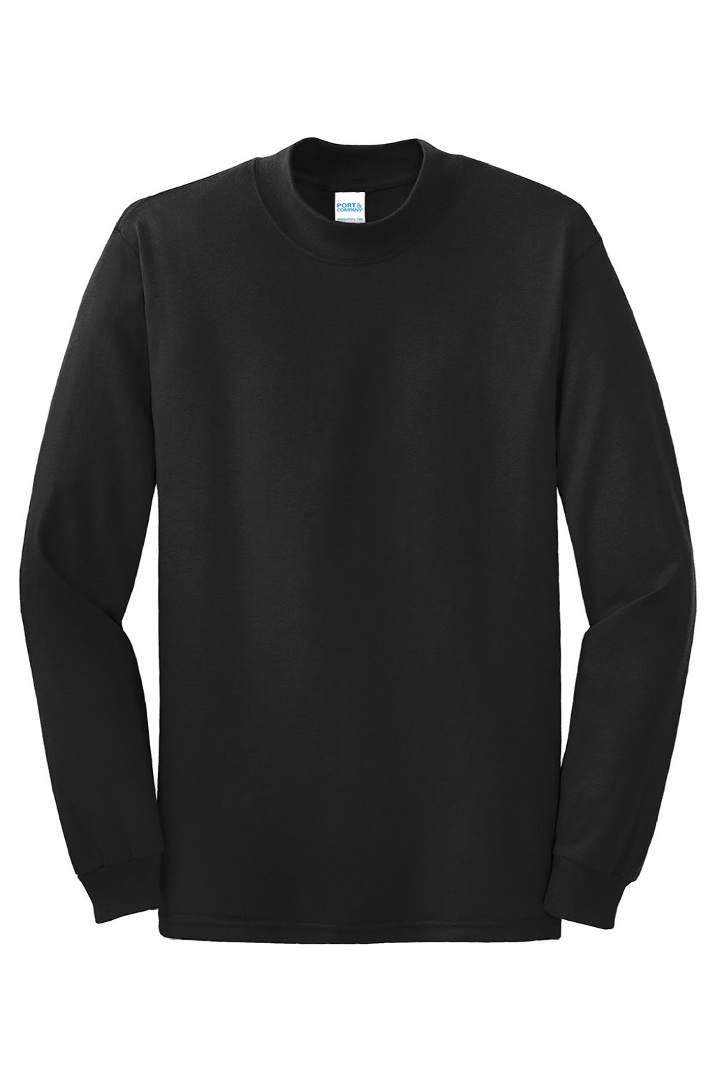 Mens Essential Long Sleeve Mock Neck T-Shirt - Jet Black