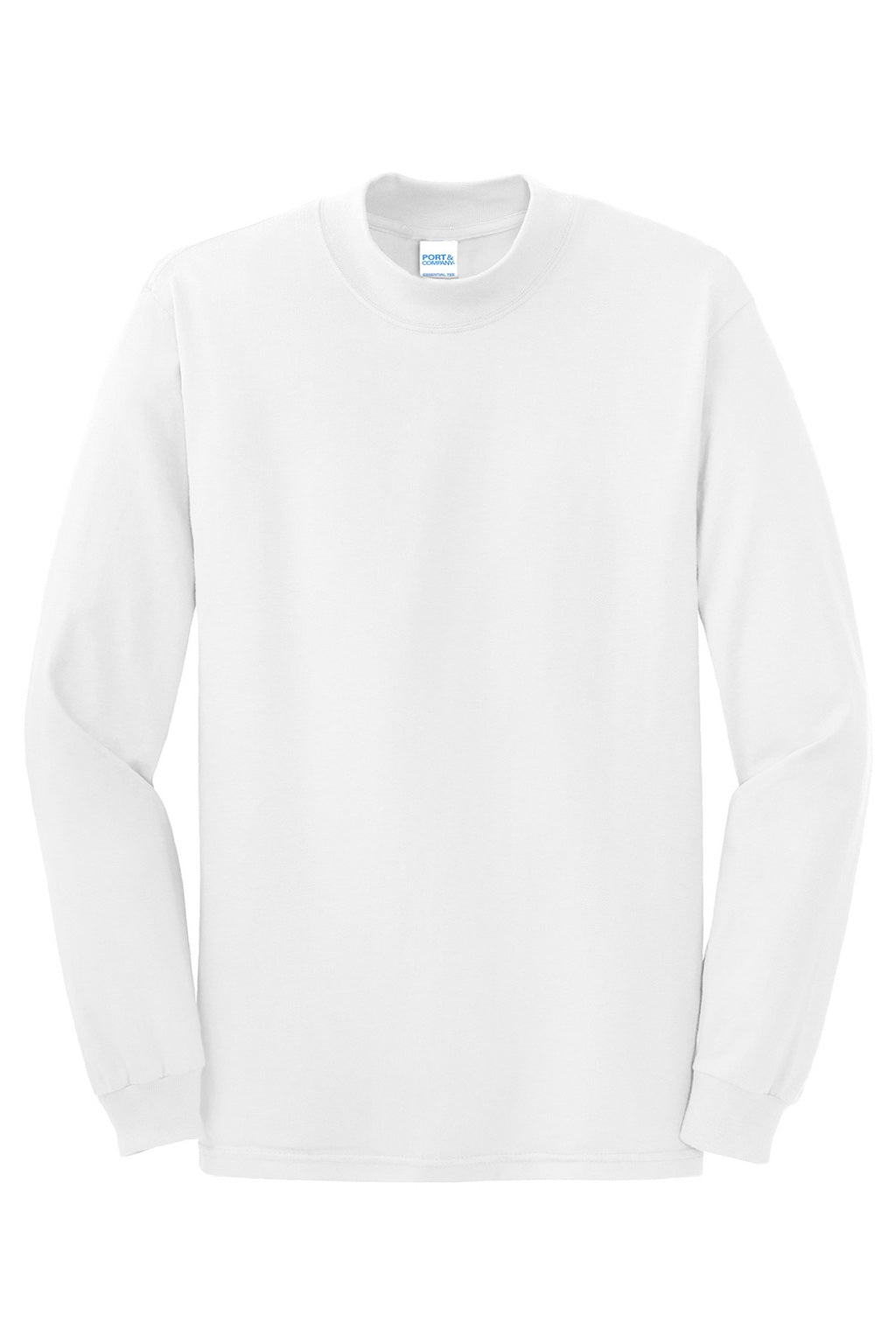 Mens Essential Long Sleeve Mock Neck T-Shirt - White
