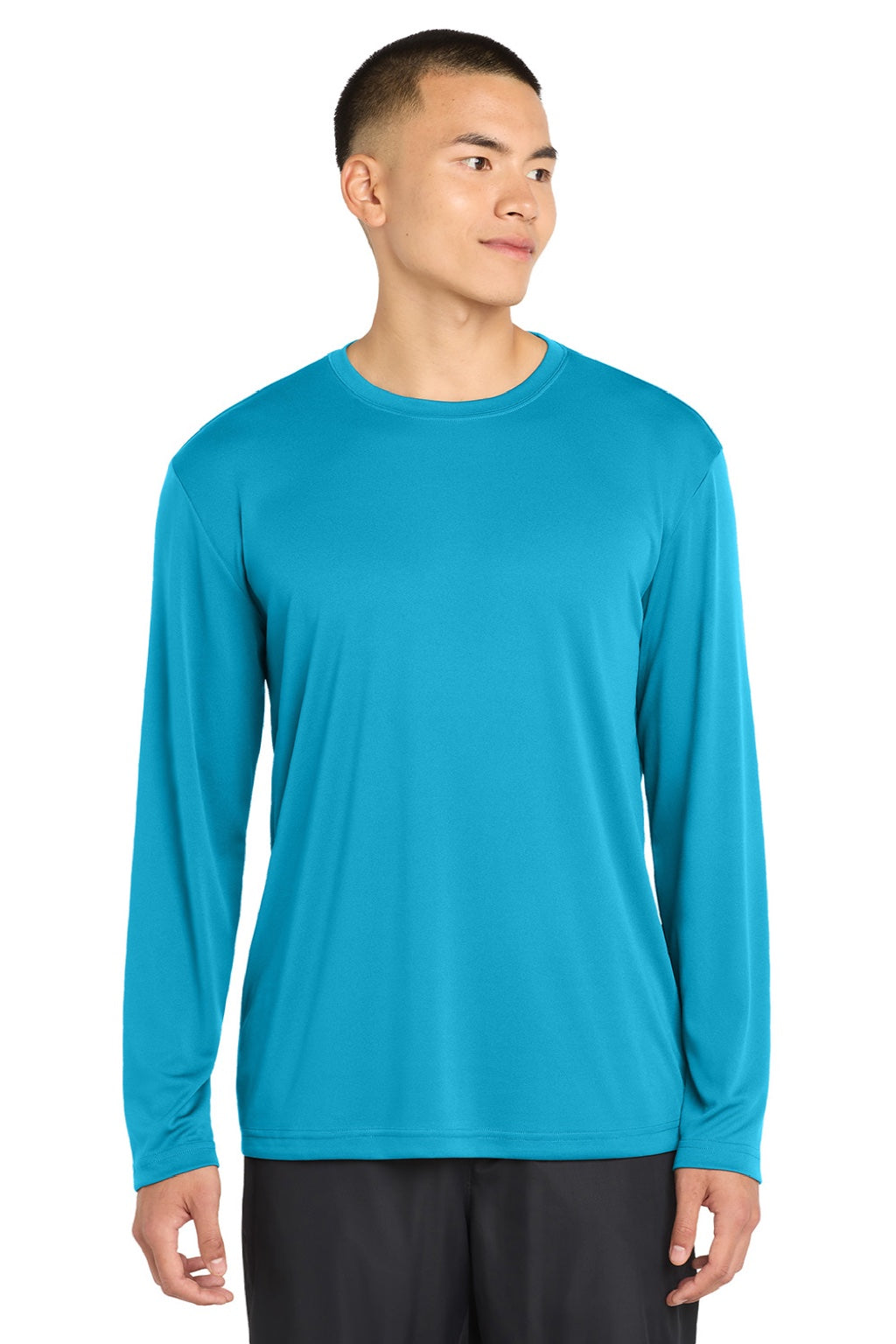 Sport-Tek Mens Competitor Moisture Wicking Long Sleeve Crewneck T-Shirt - Atomic Blue