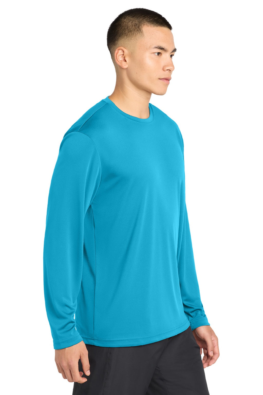 Sport-Tek Mens Competitor Moisture Wicking Long Sleeve Crewneck T-Shirt - Atomic Blue