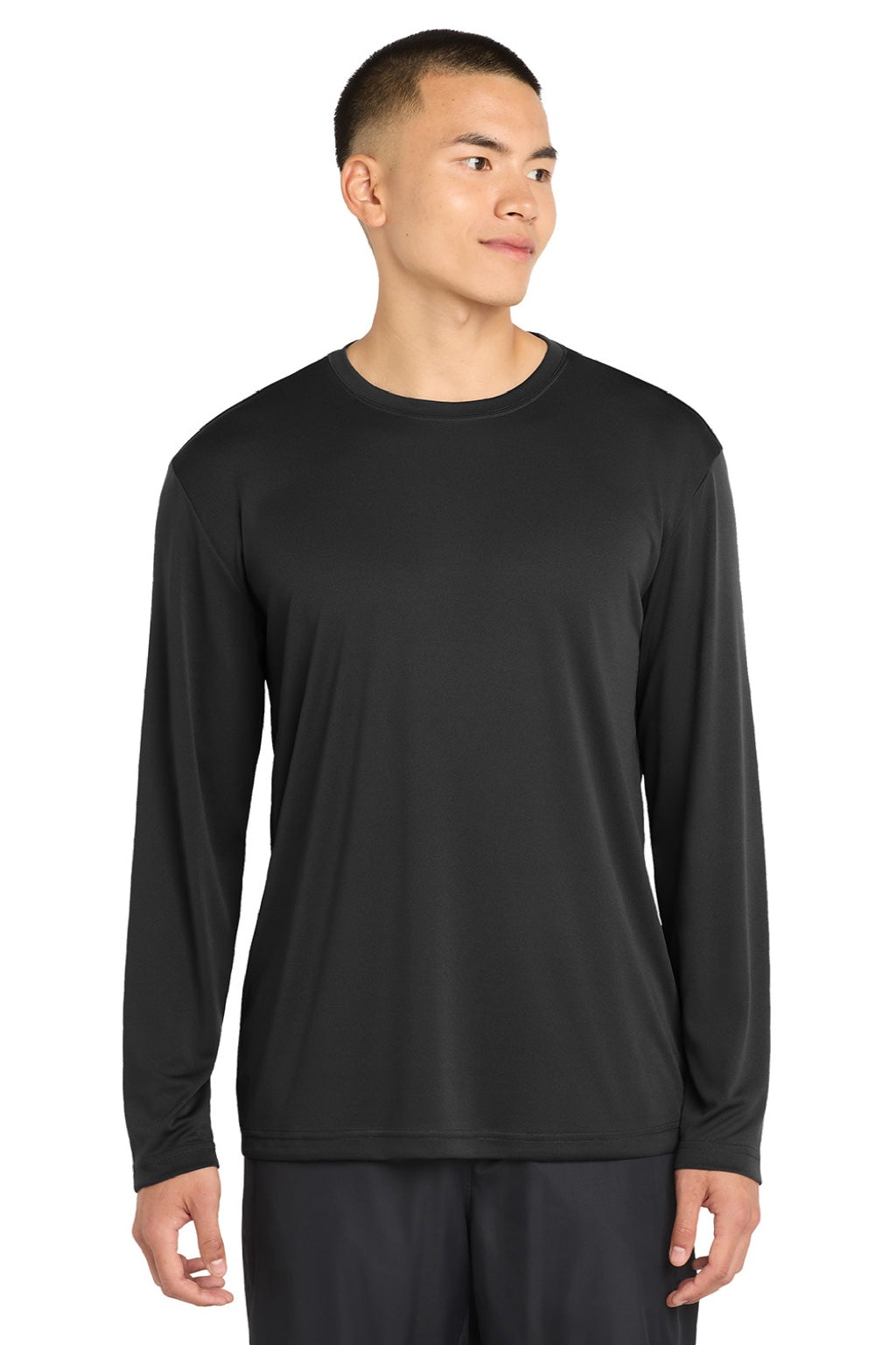 Sport-Tek Mens Competitor Moisture Wicking Long Sleeve Crewneck T-Shirt - Black