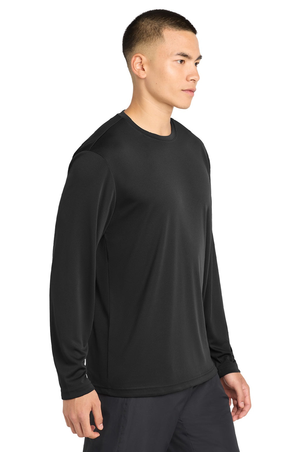 Sport-Tek Mens Competitor Moisture Wicking Long Sleeve Crewneck T-Shirt - Black