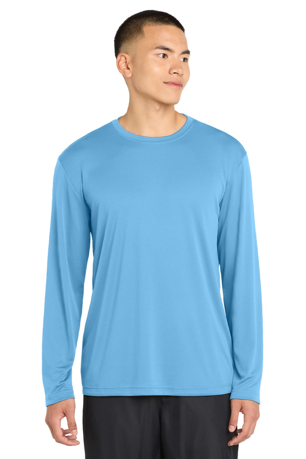 Sport-Tek Mens Competitor Moisture Wicking Long Sleeve Crewneck T-Shirt - Carolina Blue