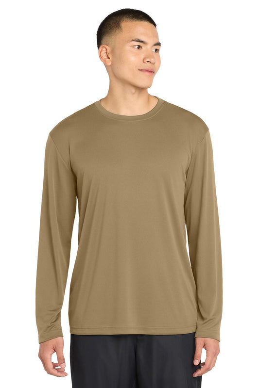 Sport-Tek Mens Competitor Moisture Wicking Long Sleeve Crewneck T-Shirt - Coyote Brown