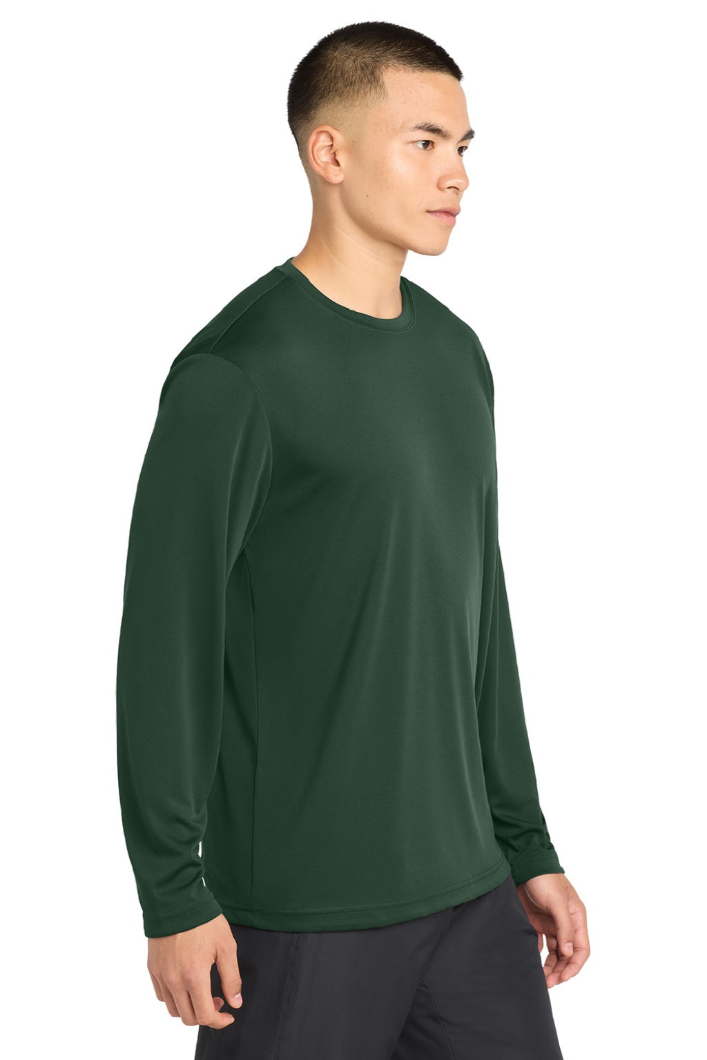 Sport-Tek Mens Competitor Moisture Wicking Long Sleeve Crewneck T-Shirt - Forest Green
