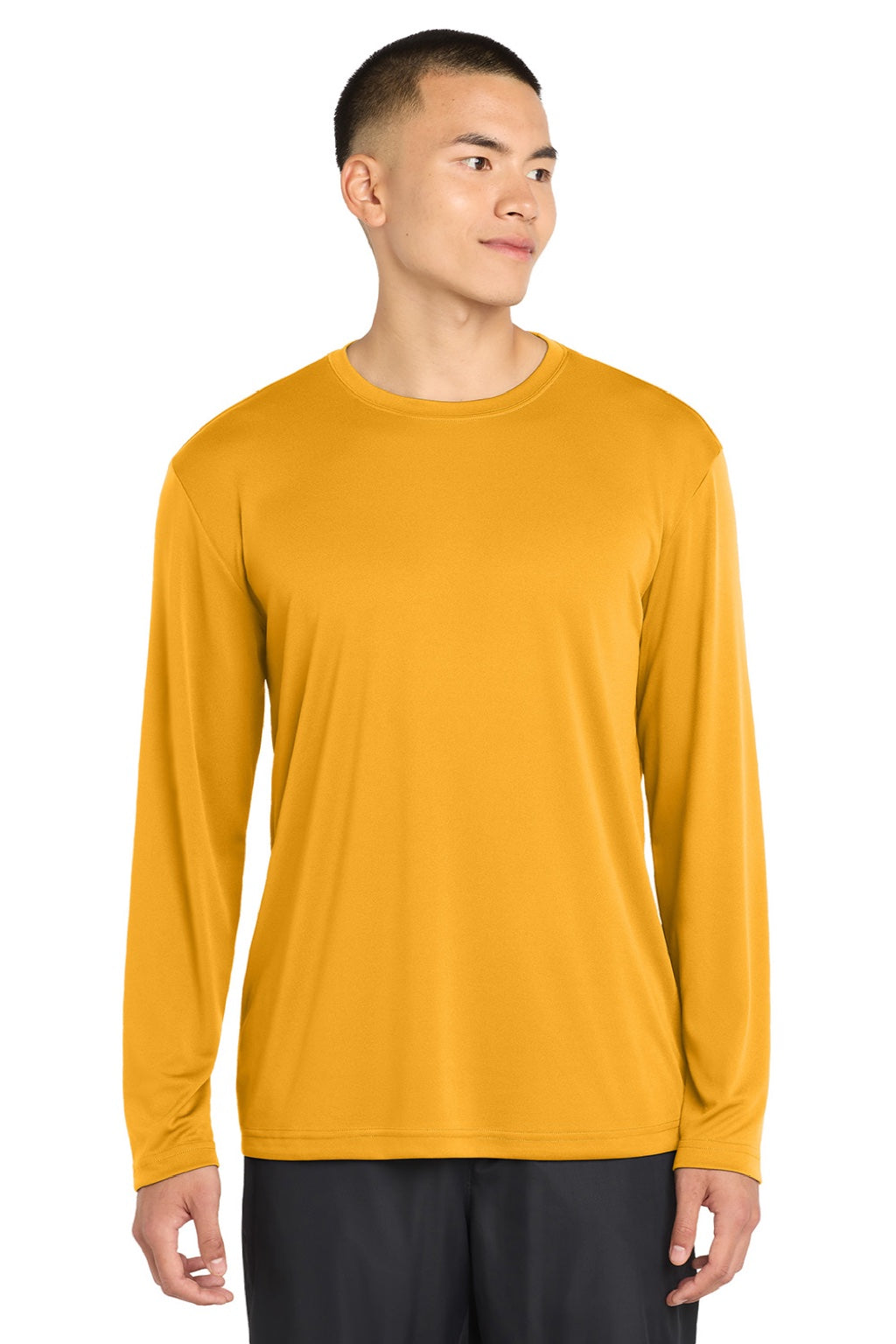 Sport-Tek Mens Competitor Moisture Wicking Long Sleeve Crewneck T-Shirt - Gold