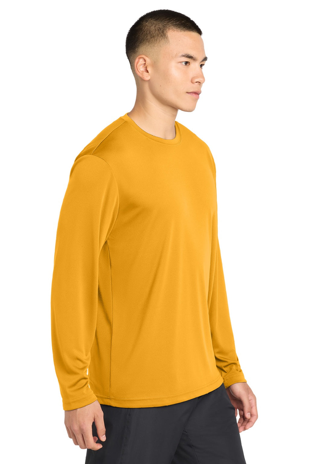 Sport-Tek Mens Competitor Moisture Wicking Long Sleeve Crewneck T-Shirt - Gold