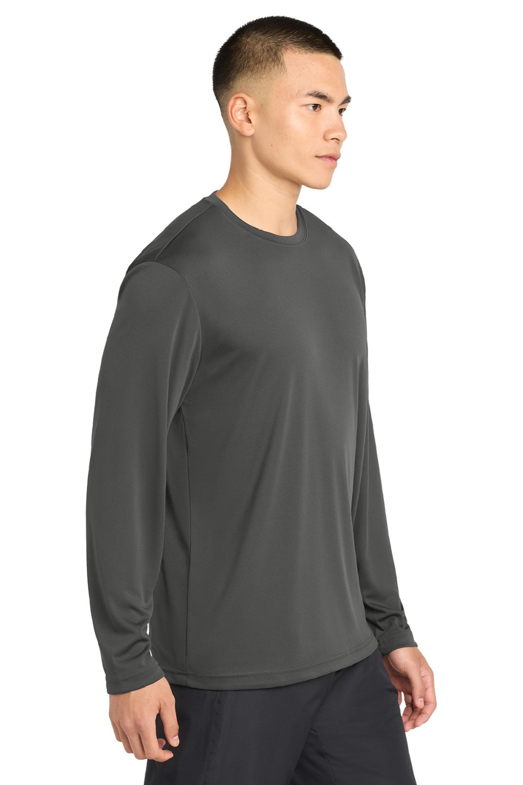 Sport-Tek Mens Competitor Moisture Wicking Long Sleeve Crewneck T-Shirt - Iron Grey