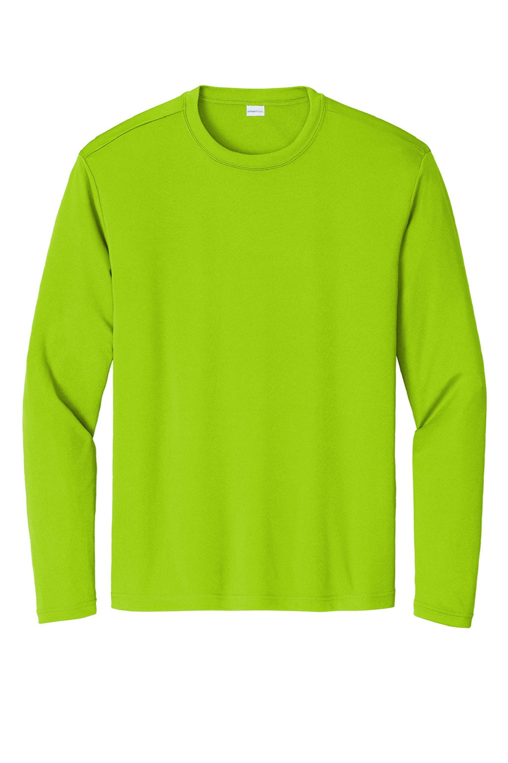 Sport-Tek Mens Competitor Moisture Wicking Long Sleeve Crewneck T-Shirt - Lime Shock Green