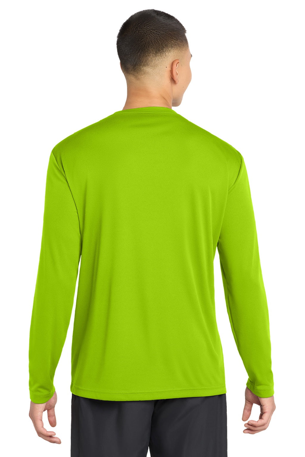 Sport-Tek Mens Competitor Moisture Wicking Long Sleeve Crewneck T-Shirt - Lime Shock Green