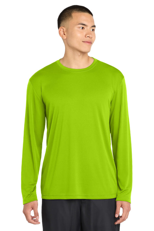 Sport-Tek Mens Competitor Moisture Wicking Long Sleeve Crewneck T-Shirt - Lime Shock Green