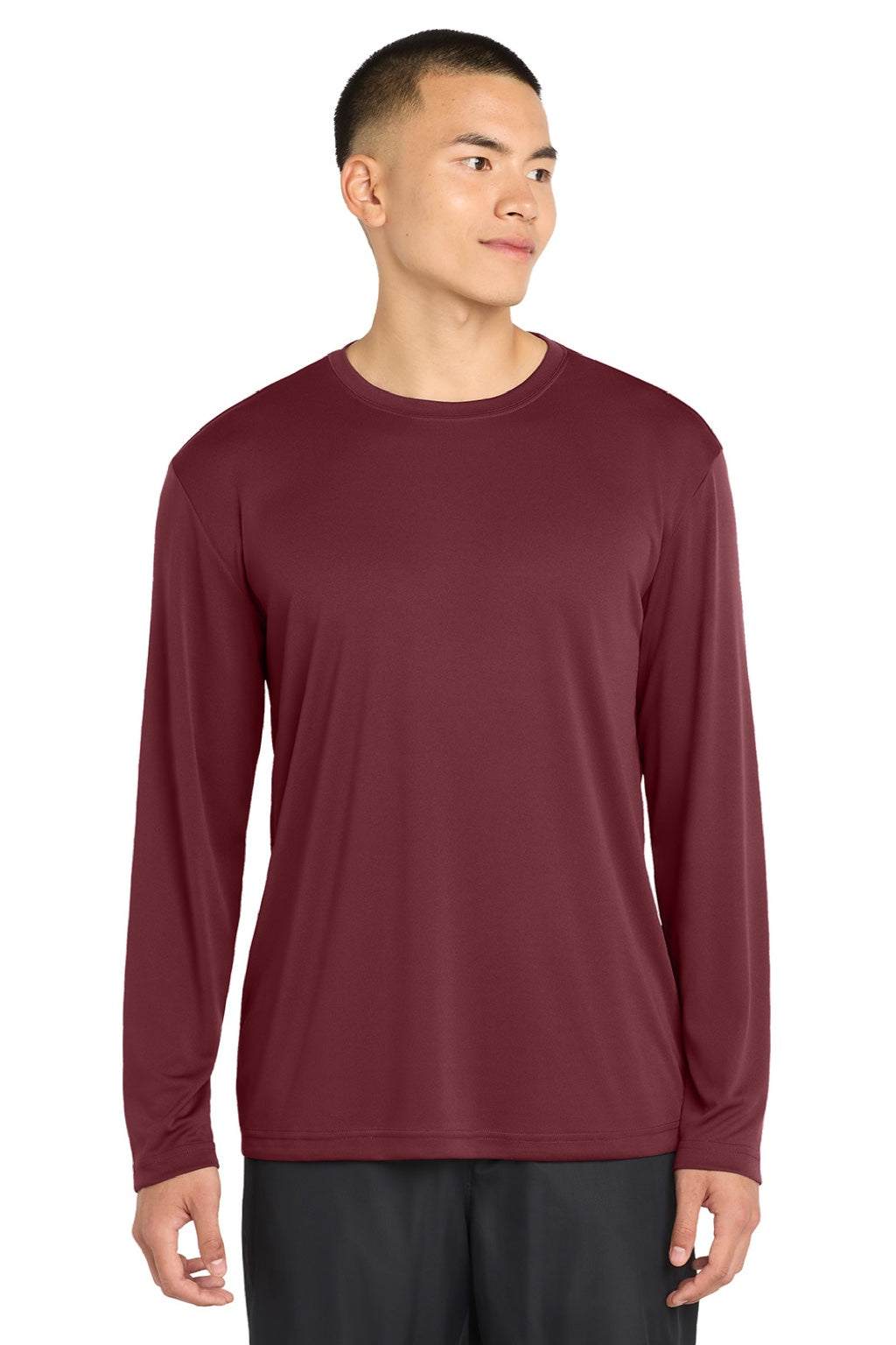 Sport-Tek Mens Competitor Moisture Wicking Long Sleeve Crewneck T-Shirt - Maroon