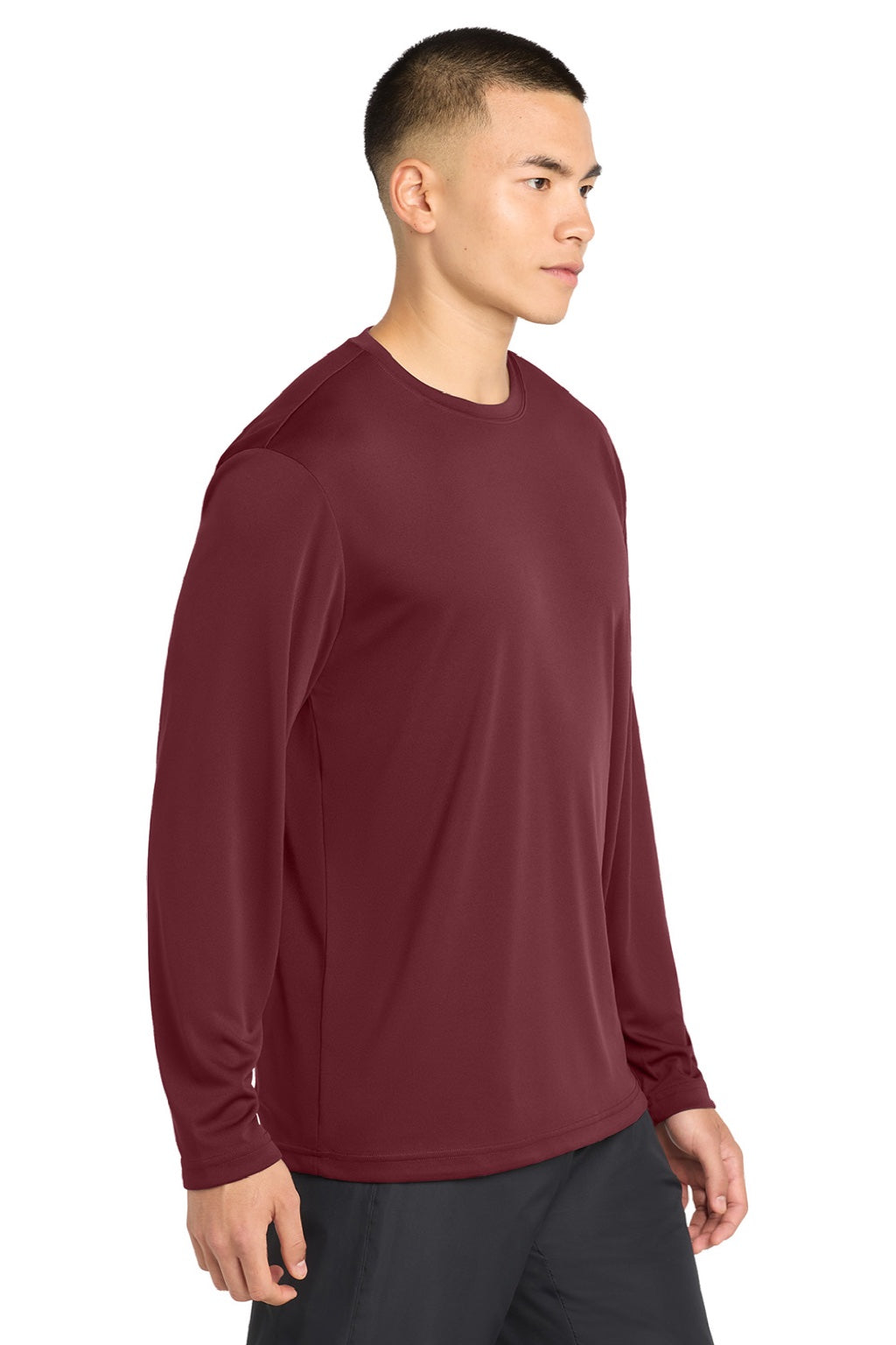 Sport-Tek Mens Competitor Moisture Wicking Long Sleeve Crewneck T-Shirt - Maroon