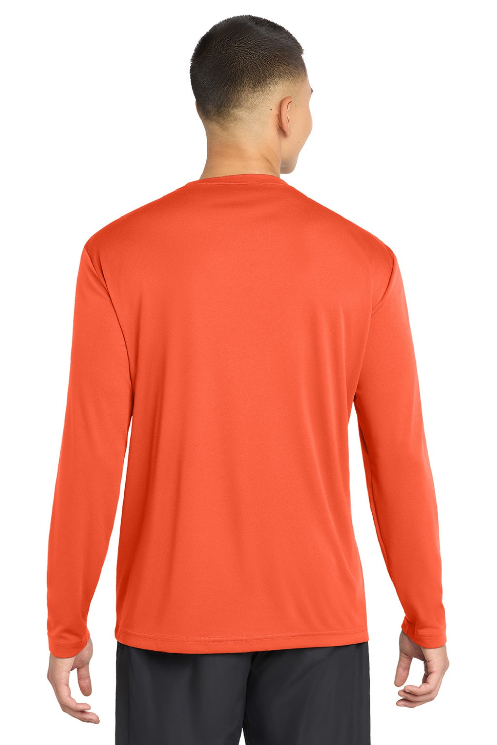 Sport-Tek Mens Competitor Moisture Wicking Long Sleeve Crewneck T-Shirt - Neon Orange