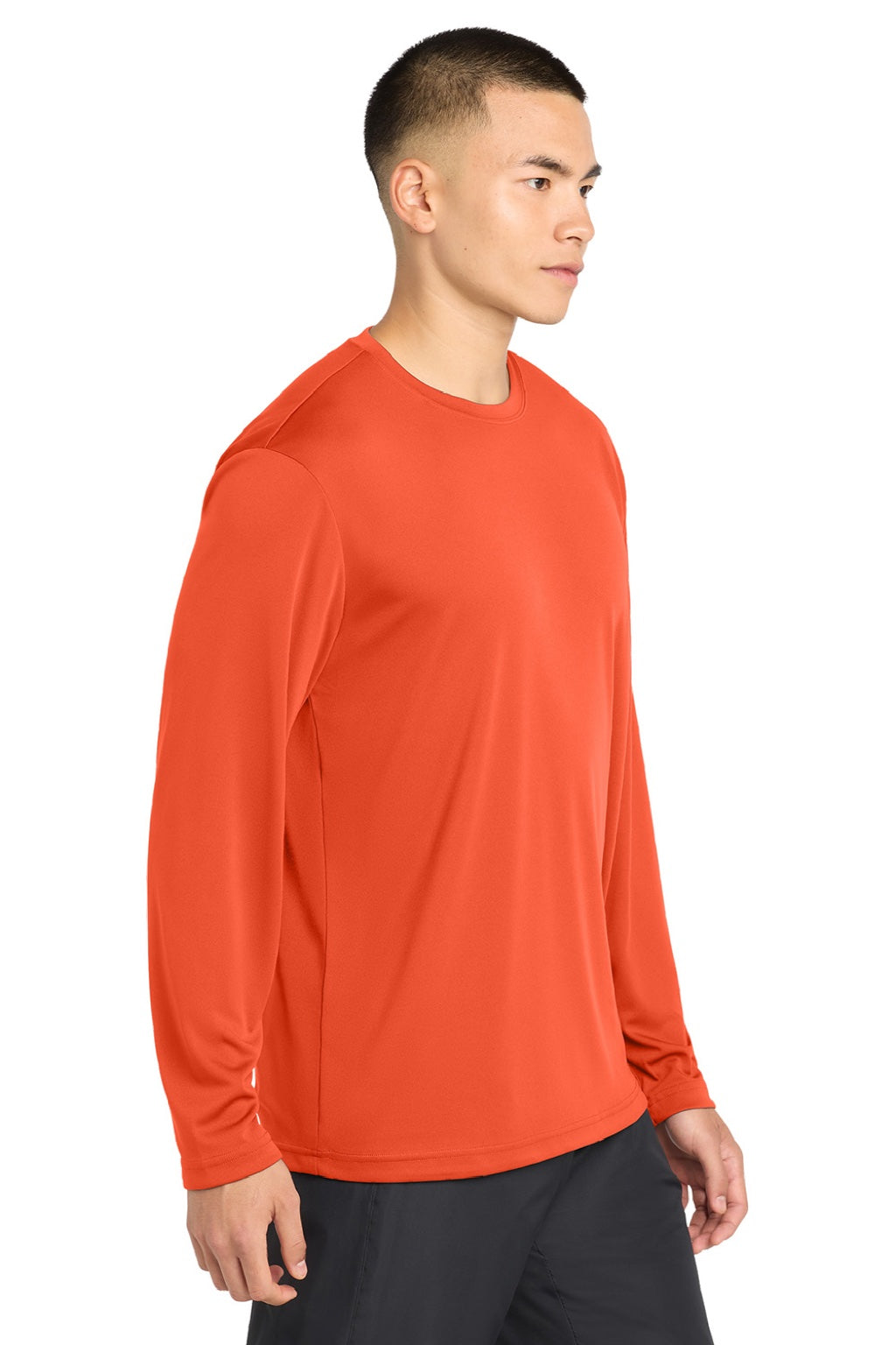 Sport-Tek Mens Competitor Moisture Wicking Long Sleeve Crewneck T-Shirt - Neon Orange