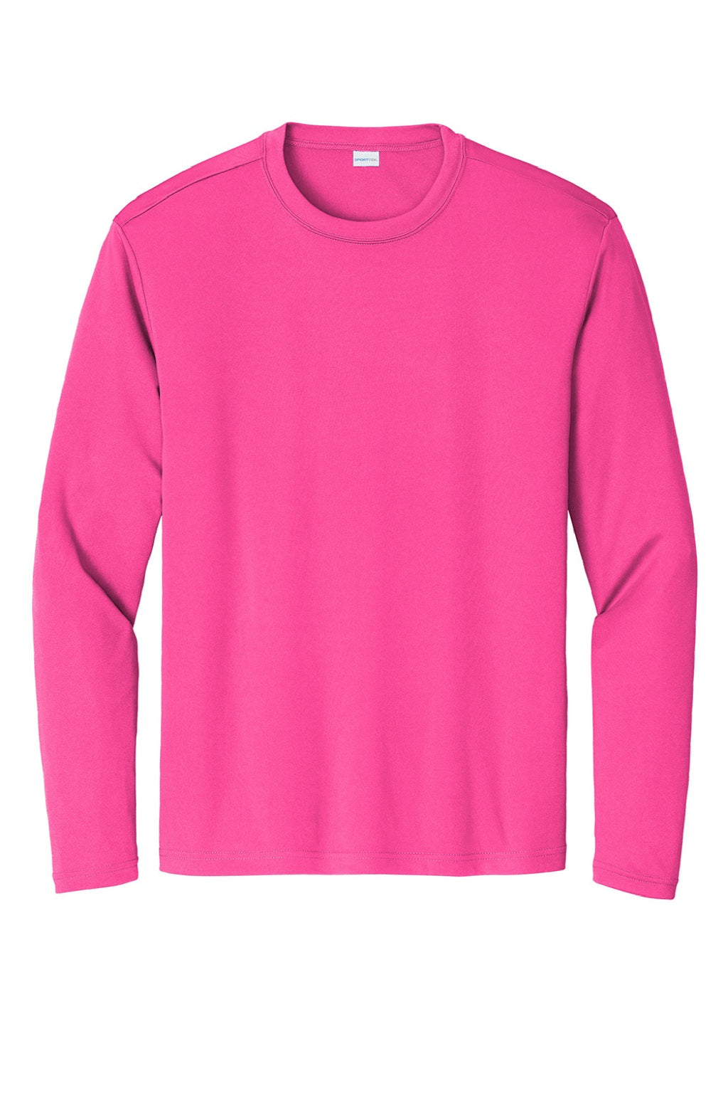 Sport-Tek Mens Competitor Moisture Wicking Long Sleeve Crewneck T-Shirt - Neon Pink