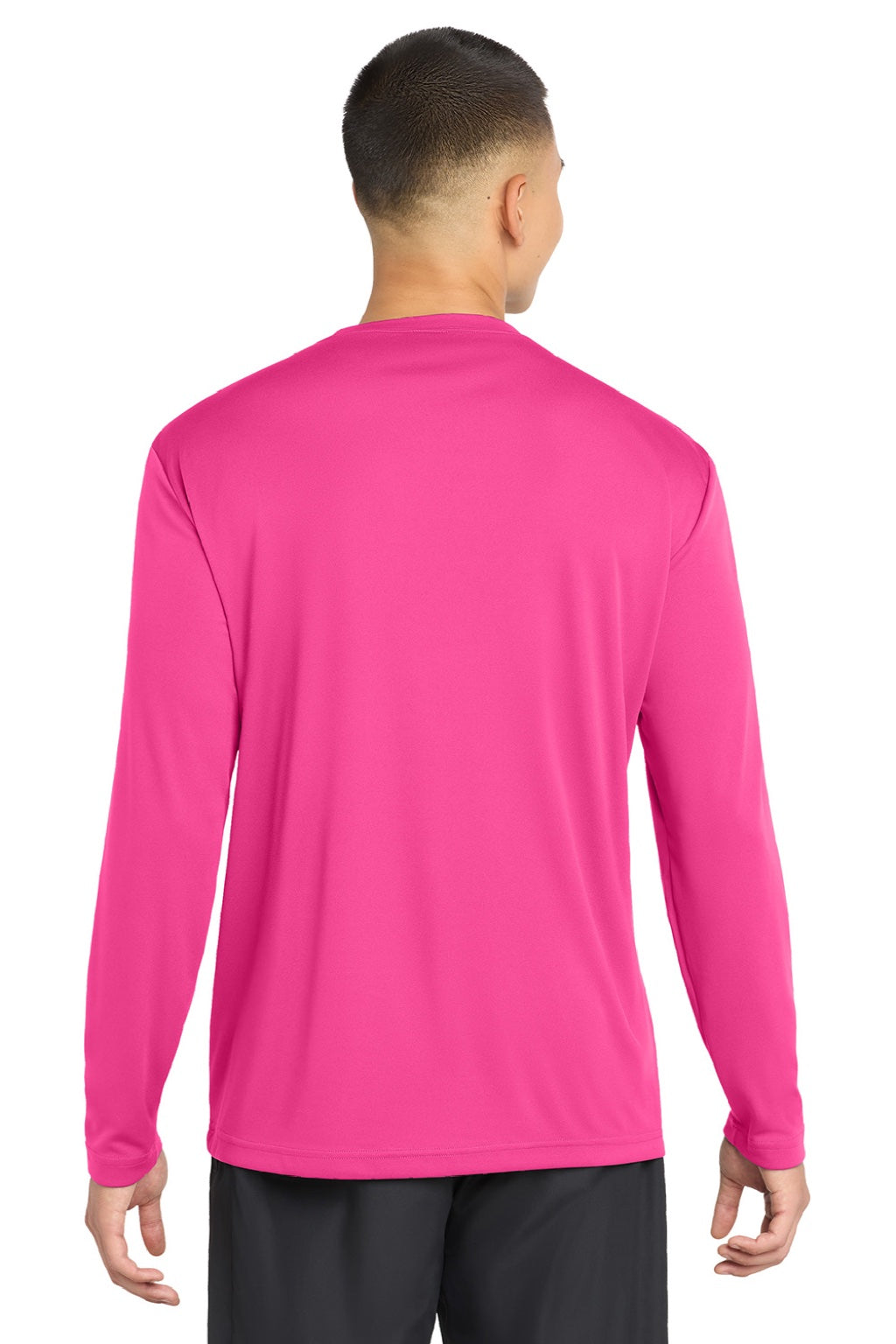 Sport-Tek Mens Competitor Moisture Wicking Long Sleeve Crewneck T-Shirt - Neon Pink