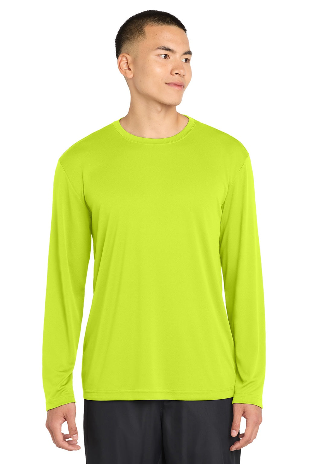 Sport-Tek Mens Competitor Moisture Wicking Long Sleeve Crewneck T-Shirt - Neon Yellow