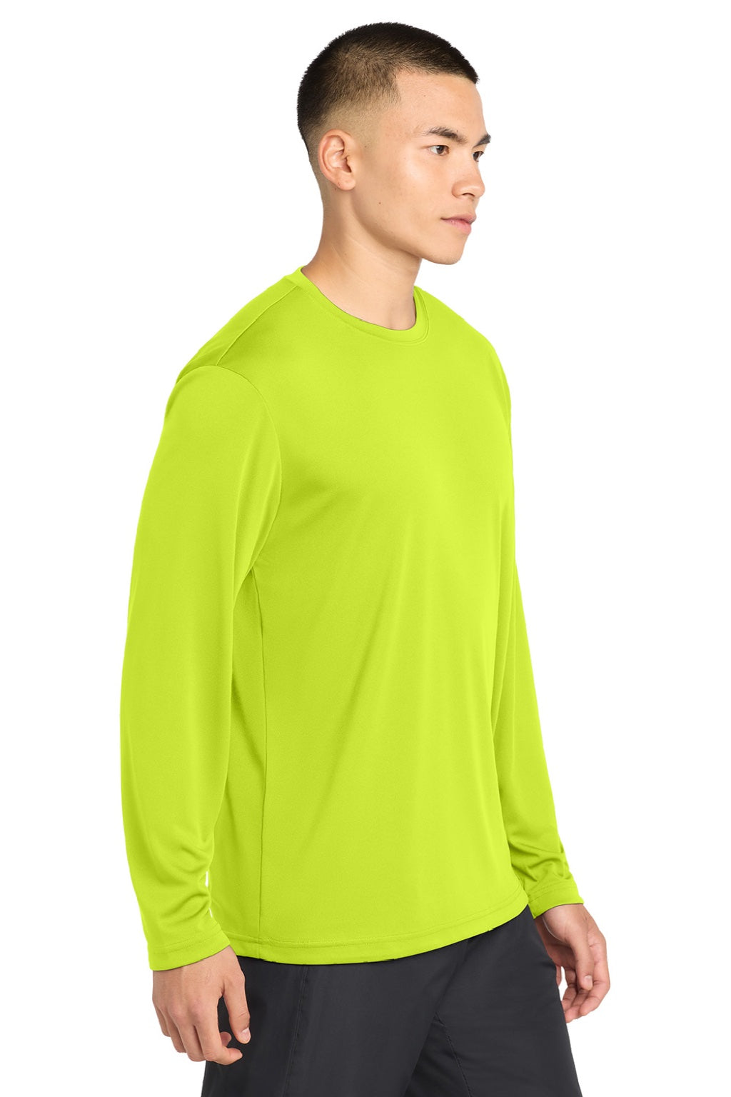 Sport-Tek Mens Competitor Moisture Wicking Long Sleeve Crewneck T-Shirt - Neon Yellow